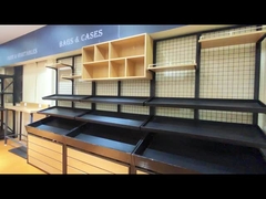 Estante de madera de metal Estante de la tienda Estante de la pantalla Panel trasero Marco de madera Estante de la pantalla del supermercado