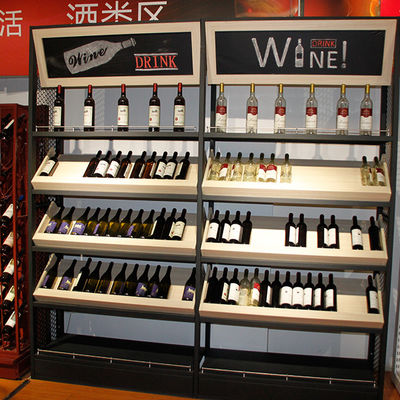 Estante de almacenamiento de vino de madera de supermercado personalizado Estante de gabinete de exhibición de licor