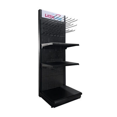 Estante de exhibición de herramientas metálicas para tiendas de comestibles con panel trasero perforado y capa de polvo de acabado Capacidad de carga 50-100kgs