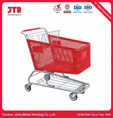 comprar cesta plástica de la carretilla 125L en el carro de la compra de cuatro ruedas del ODM de las ruedas online manufacture