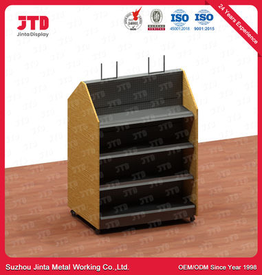 comprar Estantería de la exhibición de la tienda del estante del metal del OEM alrededor de la estantería de la exhibición del supermercado del marco de madera de panel trasero del agujero online manufacture