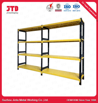 Estantes para trabajos de tipo medio del almacenamiento de Warehouse del color amarillo y negro con 4 capas