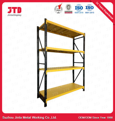Estantes para trabajos de tipo medio del almacenamiento de Warehouse del color amarillo y negro con 4 capas