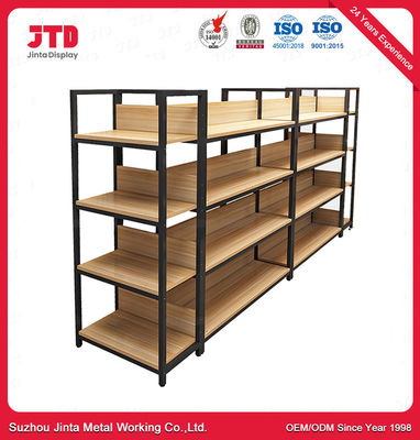 Estantería de madera de la góndola del metal del estante del estante de las mercancías del supermercado de la tienda del metal