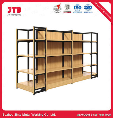 Estantería de madera de la góndola del metal del estante del estante de las mercancías del supermercado de la tienda del metal