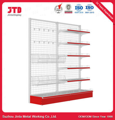 Tipo neto estante del estante de Mesh Back Panel Supermarket Gondola del alambre de metal de la estantería de la exhibición de la tienda