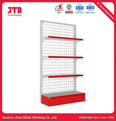 Tipo neto estante del estante de Mesh Back Panel Supermarket Gondola del alambre de metal de la estantería de la exhibición de la tienda