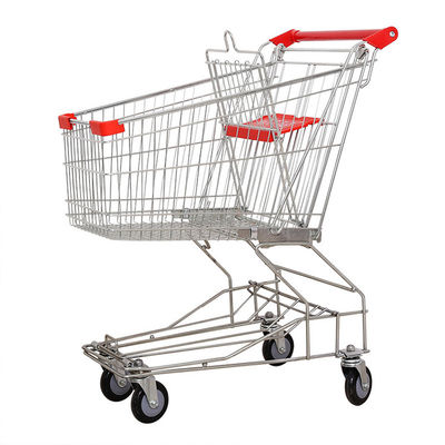 Carro de compras plegable Carro de mano de acero metálico con cuatro ruedas