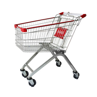 Carro de compras de supermercado de metal de 4 ruedas / carro de compras de 150L