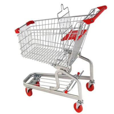 Carro de compras de supermercado de metal de 4 ruedas / carro de compras de 150L