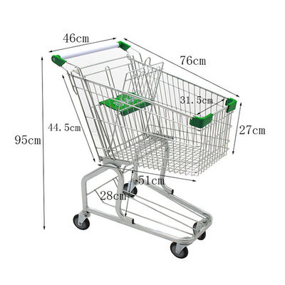 Logos convenientes personalizados Carritos de compras metálicos para supermercados 60L-240L
