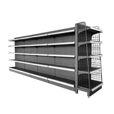 Tiendas de conveniencia Gondola de doble cara Estantes de metal Estantes de supermercados Estante