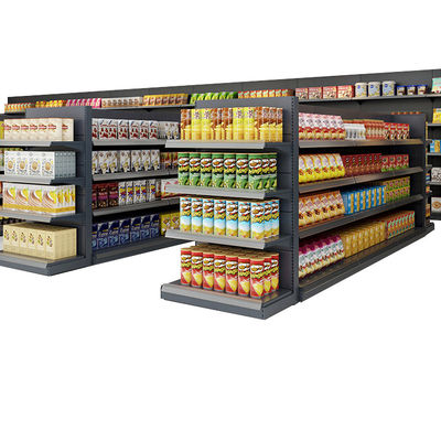 Display de góndola de metal Estantes de comestibles Tiendas de compras Estantes de supermercados Estantes de exhibición Estante