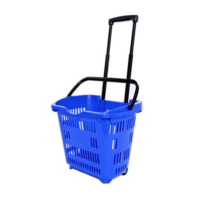 Cesta de carrito de plástico plegable personalizada de 34L con mango para compras
