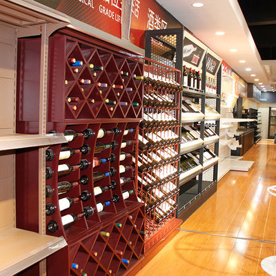 Estante de almacenamiento de vino de madera de supermercado personalizado Estante de gabinete de exhibición de licor