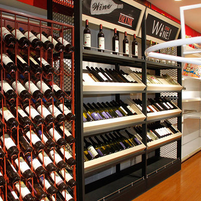 Estante de almacenamiento de vino de madera de supermercado personalizado Estante de gabinete de exhibición de licor