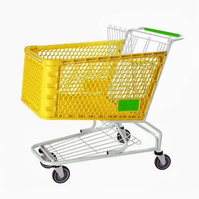 Cesta de carrito de plástico con impresión de logotipo personalizada, duradera y ligera para minoristas