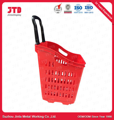 60L cesta de compras rodante plástica de la cesta que hace compras HDPP en las ruedas con la manija del tirón
