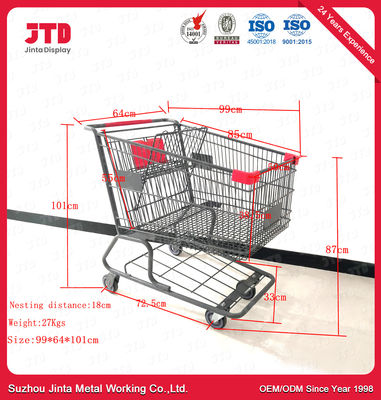 Carro de la compra de acero resistente de la carretilla 180L del centro comercial del supermercado del OEM