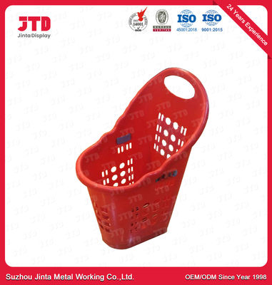 Cesta que hace compras plástica del despliegue con color rojo de las ruedas 60L